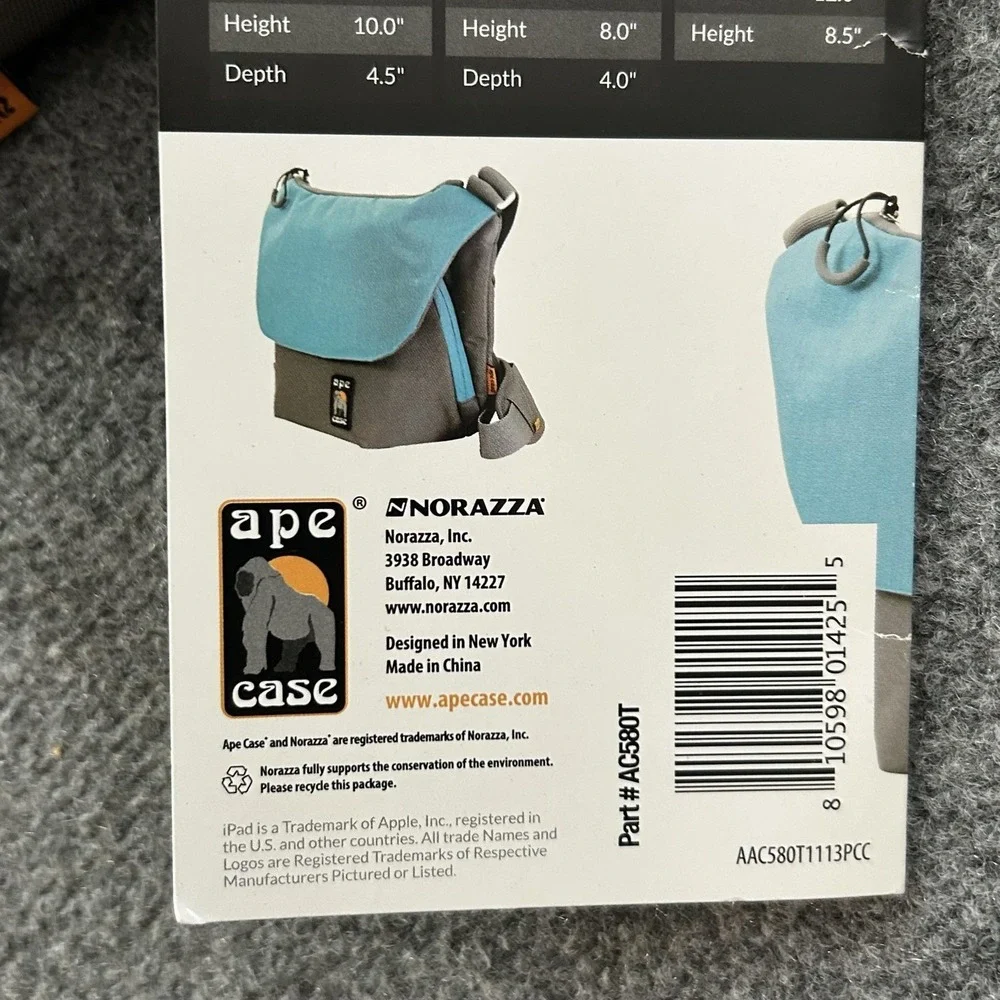 Ape Case AC580T Large Tech Messenger Bag Gray Teal DSLR Camera Padded Strap